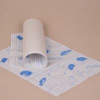 Halványszürke fóliázott húscsomagoló papír kék színű hús mintával - 30x30 cm / 5 kg