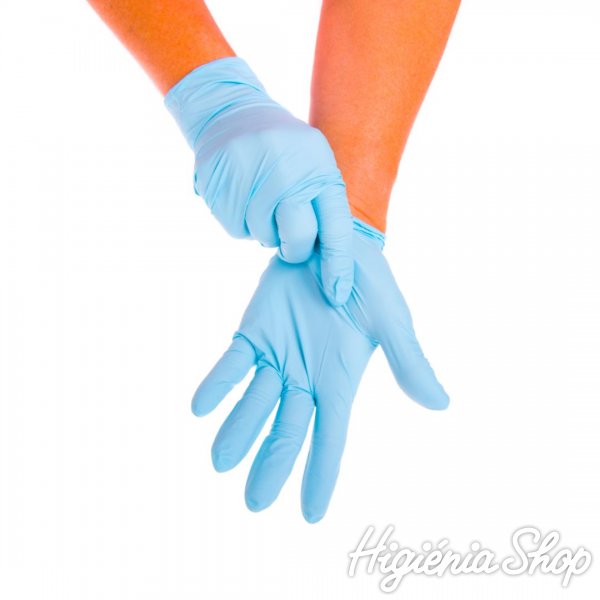 Púdermentes kesztyű nitril M-es méret kék (100 db)