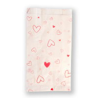 BontaBag 1 kg-os fehér papírtasak piros szívecskés design mintával - 100 db