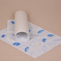 Halványszürke fóliázott húscsomagoló papír kék színű hús mintával - 40x30 cm / 10 kg