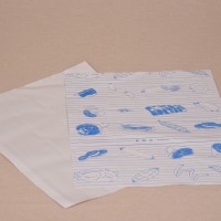 Halványszürke fóliázott húscsomagoló papír kék színű hús mintával - 30x30 cm / 5 kg